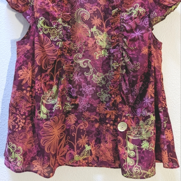 DKNY Jeans Y2k/2000s short cardigan floral tie dye print EUC size Medium - Picture 4 of 7